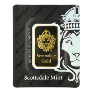 1 oz Gold Scottsdale Minted Bar Certilock