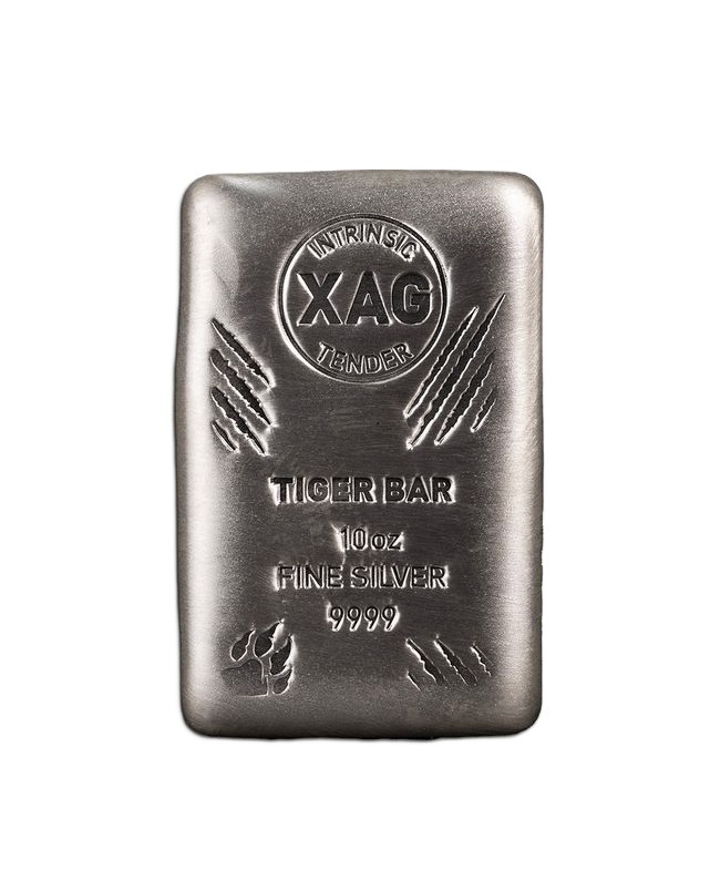 10 oz Intrinsic Tender Tiger Bar Silver XAG Cast