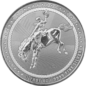 1 oz Scottsdale .9999 Silver Cowboy Round with Buffalo