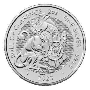2023 2 oz Great Britain The Royal Tudor Beasts Series - The Bull of Clarence .9999 Silver BU Coin