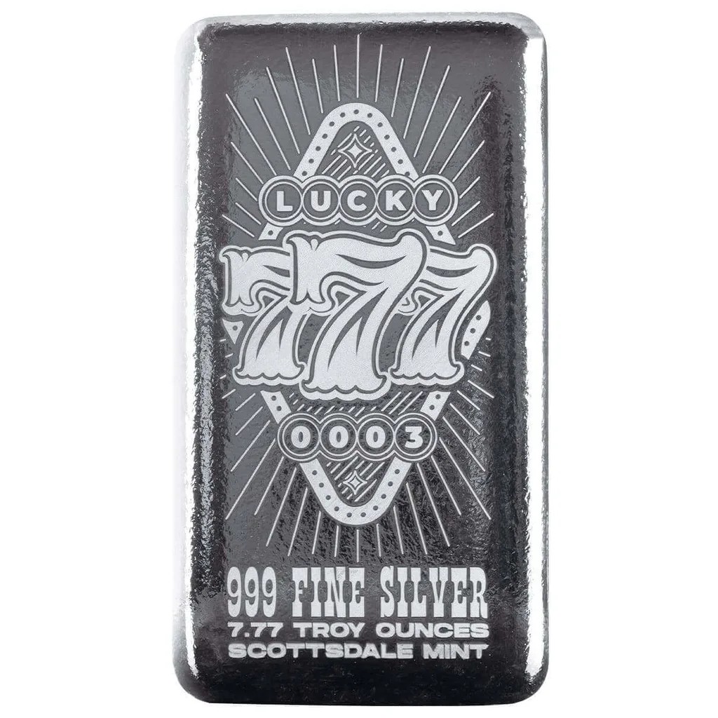 7.77 oz 2025 Scottsdale Lucky Sevens Series Silver Serialized Cast Bar **Preorder ETA 11/12**