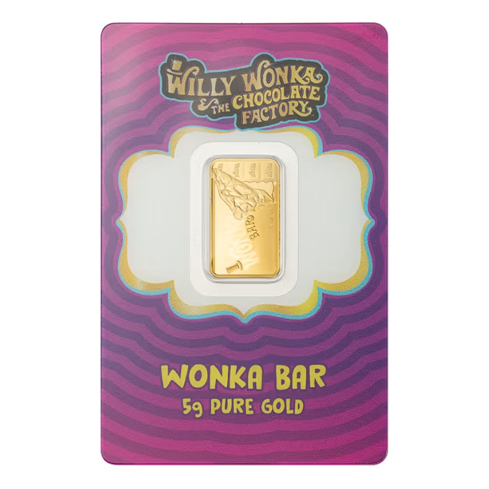 5 gram Pamp Suisse Willy Wonka Chocolate Bar .9999 Gold Proof like Bar
