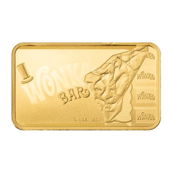 5 gram Pamp Suisse Willy Wonka Chocolate Bar .9999 Gold Proof like Bar