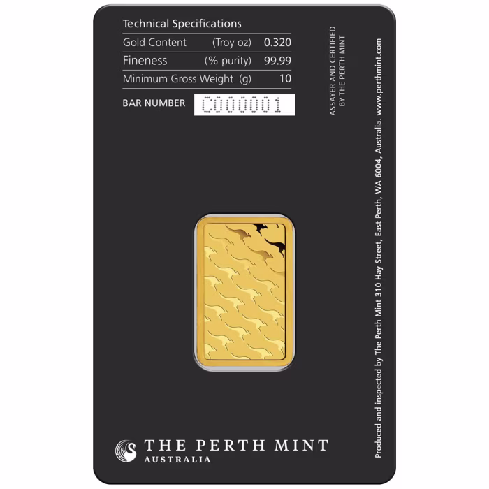 10 gram Perth Mint 9999 Gold Bar (in Assay) **Pre-order ETA 19/10/2026**