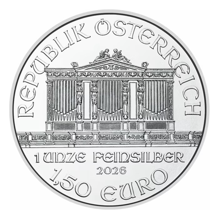 2026 1 oz Austria Philharmonic .999 Silver BU Coin **Preorder ETA 20/01**