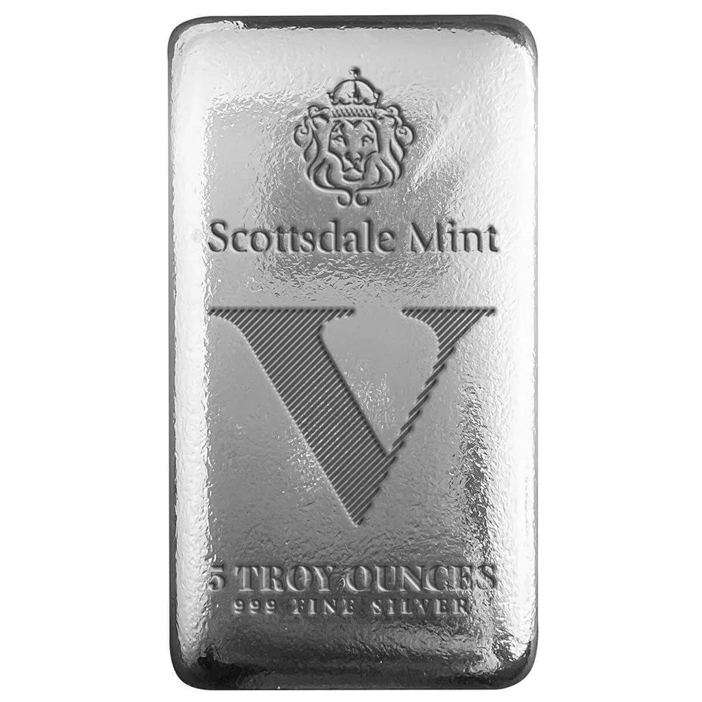 Scottsdale Mint 'V' 5 oz 999 Silver Cast Bar Imperium Collection **Pre order ETA 05/03**